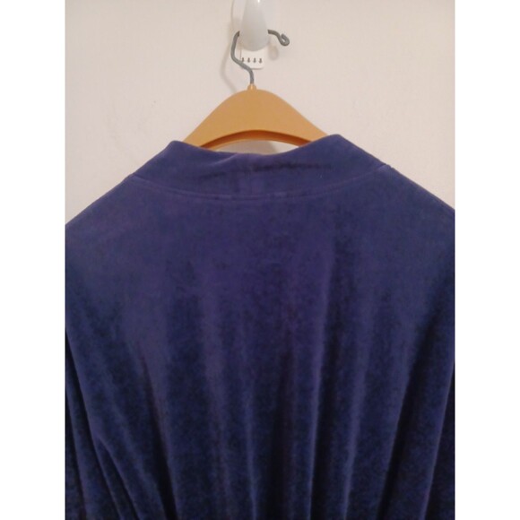 Christian Dior Vintage Robe One Size Navy Blue Velour Belted Luxe Old Money - Picture 9 of 10